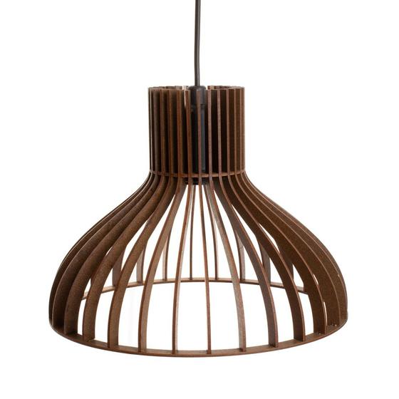 Luminária Pendente De Teto Madeira Mdf Vazado Meia lua Pequeno Grupo