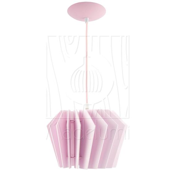 Imagem de Luminaria Pendente Diamond Madeira Soquete E27 Rosa Claro