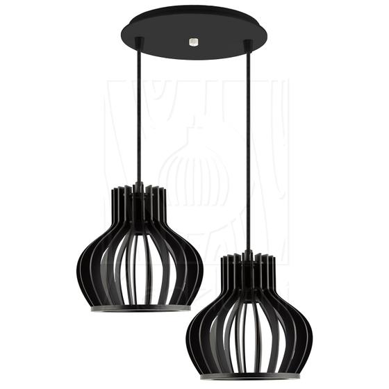 Imagem de Luminária Pendente Duplo Madeira Circus 15cm CR Soquete E27