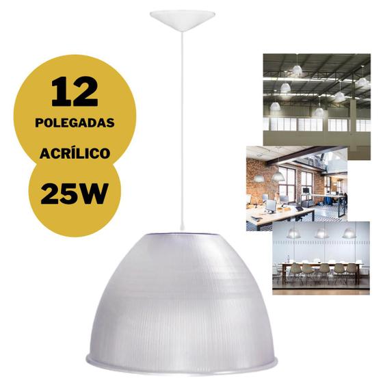 Luminária Pendente Galpão Industrial Sala Pavilhão Prismática 12