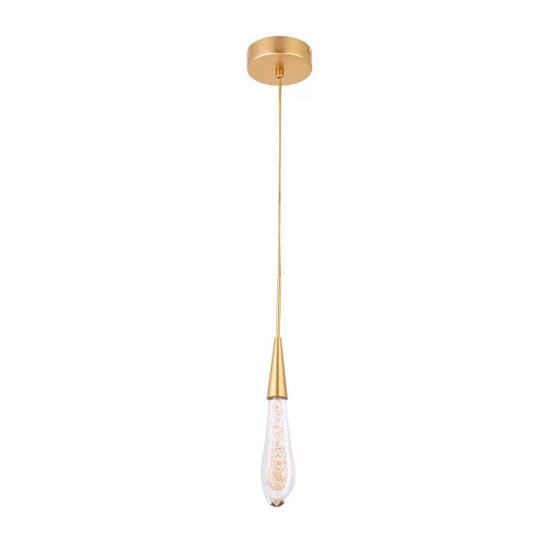 Imagem de Luminária Pendente Gota Cristal de Areia com LED  Integrado Brilho Dourado 3000K Quarto  Sala  Área Gourmet 