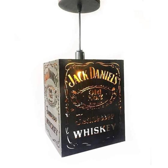 Imagem de Luminária Pendente Jack Daniels Teto Mdf Canaã 3D Soquete E27 