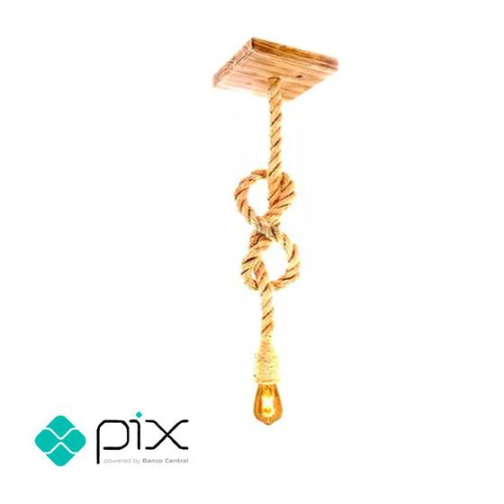 Luminária Pendente Lustre Teto Corda Sisal Rústico D LUSTRE