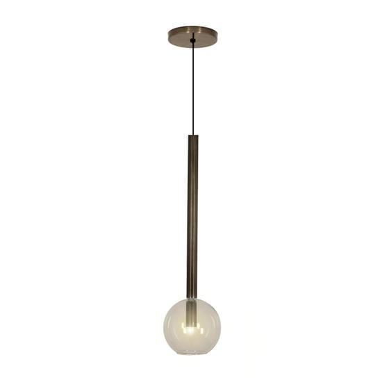 Imagem de Luminária Pendente Lustre Teto Tubo Globo Vidro 14cm Bronze