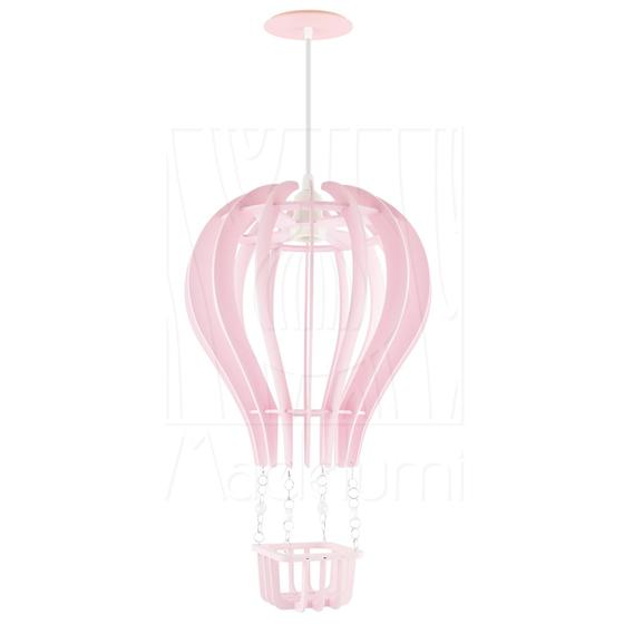 Imagem de Luminária Pendente Madeira Balão 45cm Rosa Claro Infantil