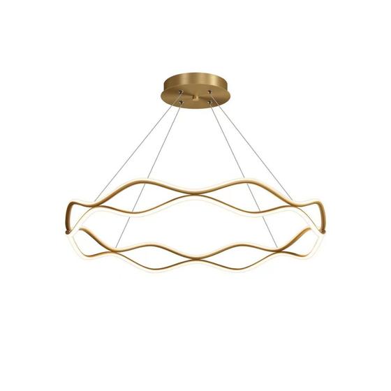 Imagem de Luminária Pendente Moderno Ondulado Led Dourado 80w 50Cm