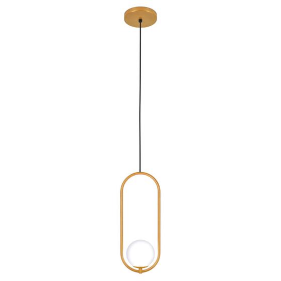 Luminária Pendente Teto Arco Globo Vidro Sala Cama Dourado Menor preço em Luminária Pendente Teto Arco Globo Vidro Sala Cama Dourado