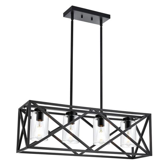 Imagem de Luminária pendente TODOLUZ Farmhouse Black Cage Cage Clear Glass