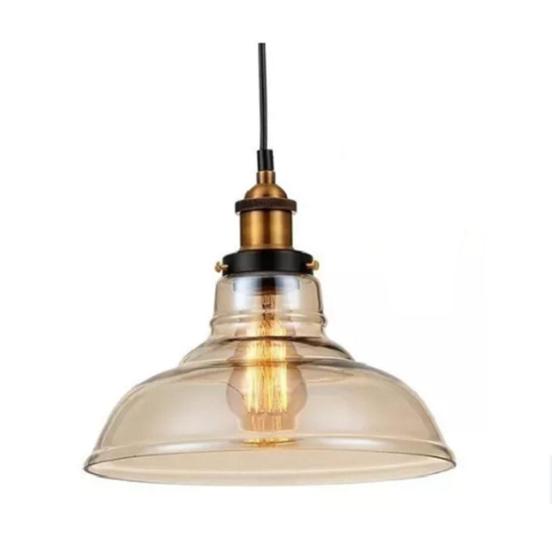 Luminária Pendente Vintage Vidro Ambar Lamp. - Blumenau Menor preço em Luminária Pendente Vintage Vidro Ambar Lamp. - Blumenau