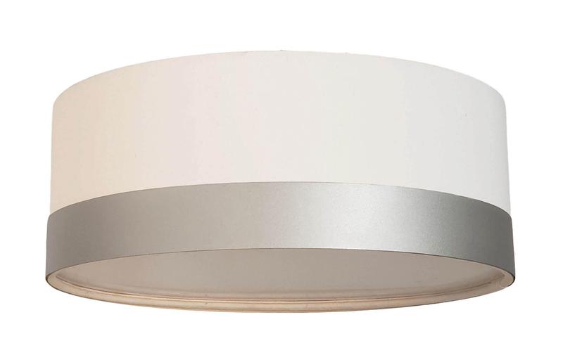 Imagem de Luminária Plafon Cúpula Branca Com Detalhe Prata 50X15 3-E27