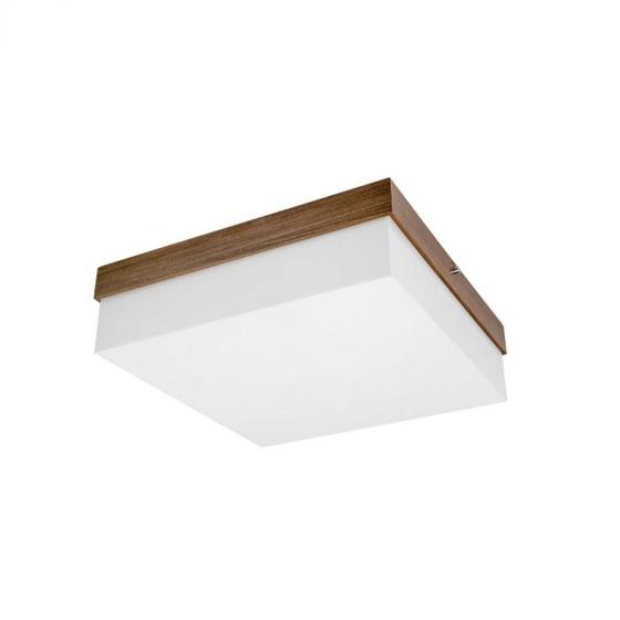 Imagem de Luminária Plafon de Sobrepor Quadrado Acrílico 20x20 Com Madeira MDF