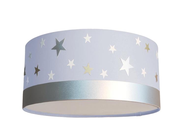 Imagem de Luminária Plafon Infantil Estrelas Cúpula Cinza 30X15 2E27