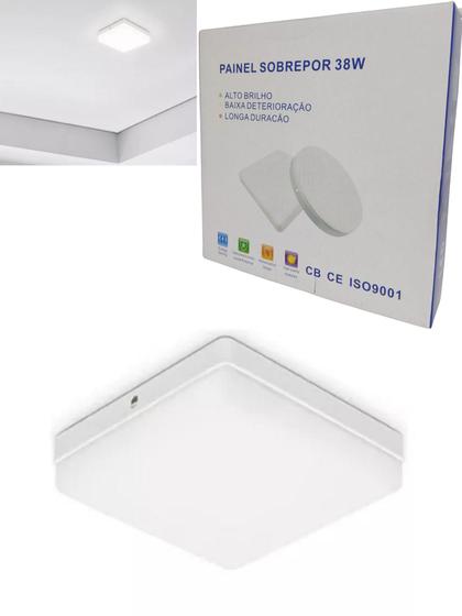 Imagem de Luminária Plafon Led Borda Infinita 38W Sobrepor Quadra Bvolt Frio 6500k 22cmx22cm Ilumimax