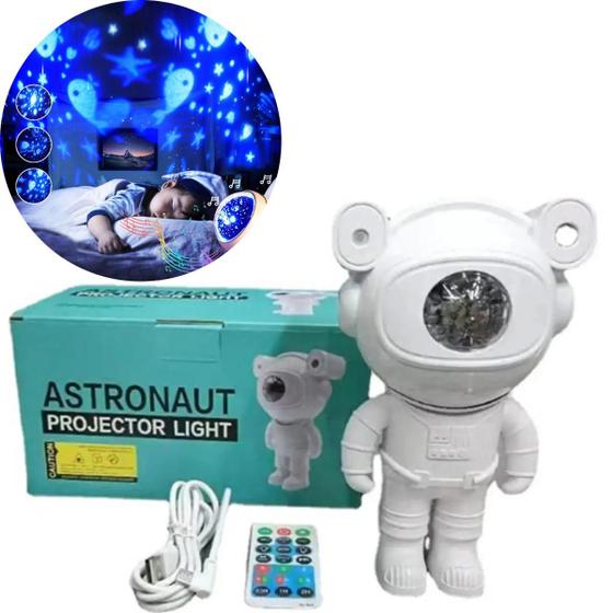 Imagem de Luminária Projetor Infantil Astronauta Som Bluetooth