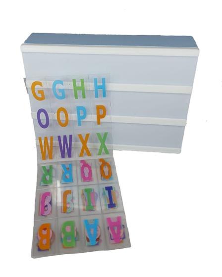 Imagem de Luminária Quadro Light Box De Led A5 Azul C/ 96 Letras Números Coloridos