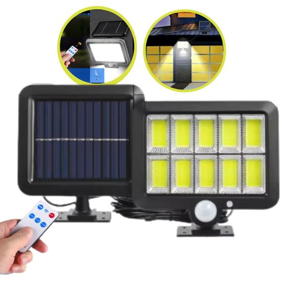 Imagem de Luminária Refletor Luz Solar 120 Cob Sensor De Movimento 3 funções Com Controle Remoto  LKY0043