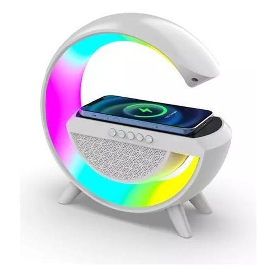 Imagem de Luminária Rgb Caixa Som G Speaker Carregador Indução Smart Cor Branco