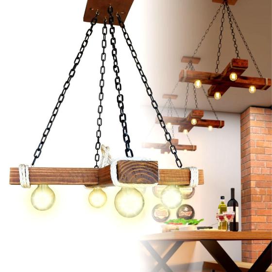 Luminária Rustica De Caibro Lustre Pendente Decoração Retro Redskull Lustre Magazine Luiza