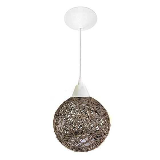 Luminária Rústica de Teto Artesanal Fibra Natural 18 cm Equilíbrio