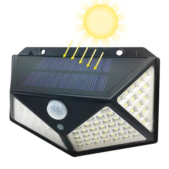 Imagem de Luminária Solar 100 Led Com Sensor De Presença A Prova Dágua