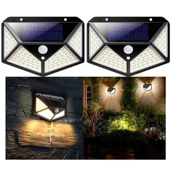 Imagem de Luminária Solar 100 Leds Branco Frio Para Jardim