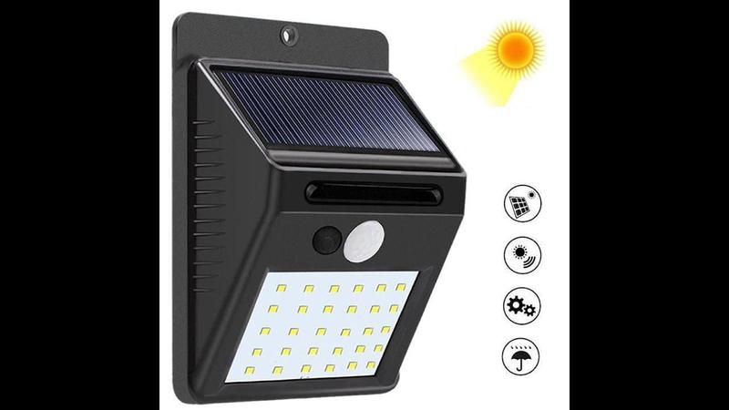 Luminaria Solar 20 Leds Com Sensor De Presença Automático - 1 Imagem de Luminaria Solar 20 Leds Com Sensor De Presença Automático