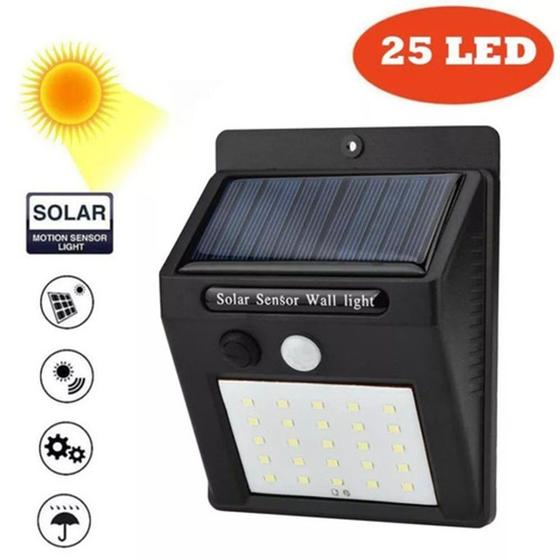 Imagem de Luminária Solar 25 Led C/ Sensor de Presença e Movimento