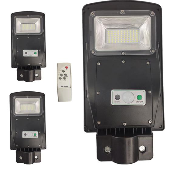 Imagem de Luminaria Solar 60w Poste Led 3 und Controle e Sensor de Movimento Jardins Areas Externas Iluminaçao Rua