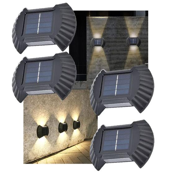 Imagem de Luminaria Solar Arandela Iluminaçao Reistente Kit 4 Und Balizador Spot Jardim Casa Escada Quintal Garagem Rua Varanda Iluminaçao Multiuso