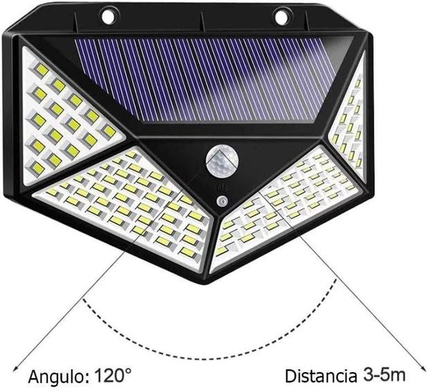 Imagem de Luminária Solar Arandela Parede Sensor Presença Luz Led