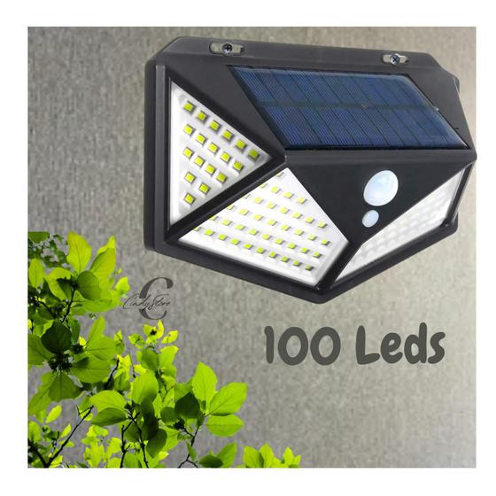 Luminaria Solar Externa Jardim Sensor de Presença Movimento Luz Led 100