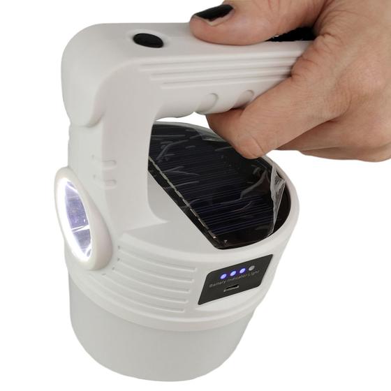 Imagem de Luminaria Solar Externa Lanterna Duplo Led 2 em 1 Camping Portatil A Prova De Agua Resistente Iluminaçao Noturna Ambientes Externo Acampamento Rua Mod