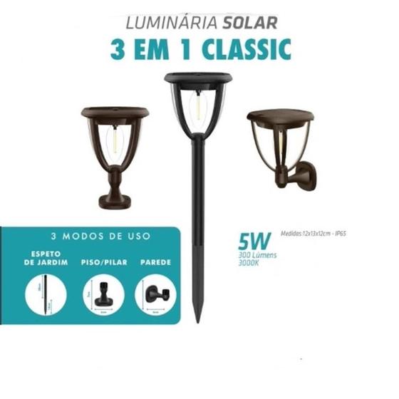 Imagem de Luminaria Solar Gaya 3 Em 1 Classic 5w Marron