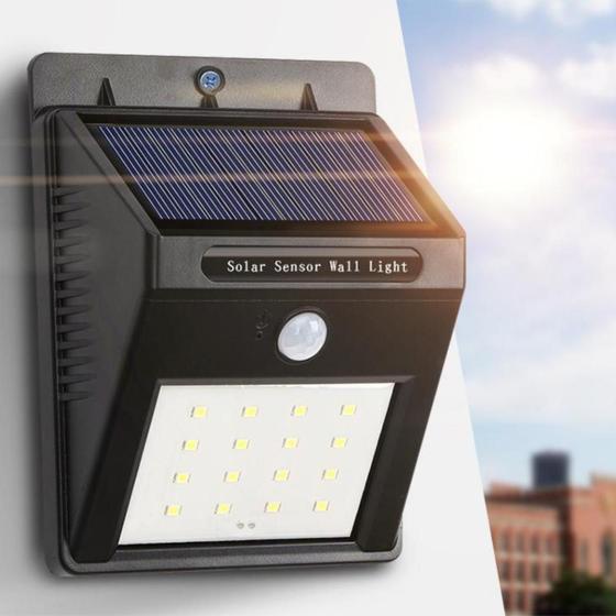 Luminária Solar Jardim com Sensor de Presença LED Sem Fio Shopbr