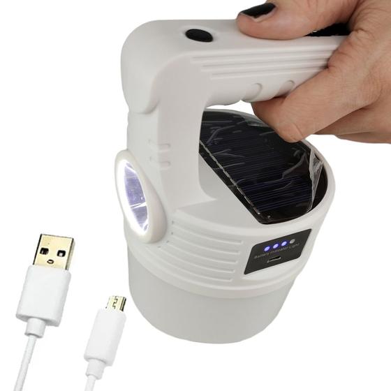 Imagem de Luminaria Solar Lanterna Dupla Fonte de Luz Led 2 em 1 Camping Portatil Iluminaçao Noturna Externa Acampamento Emergencia SOS Rua Segurança
