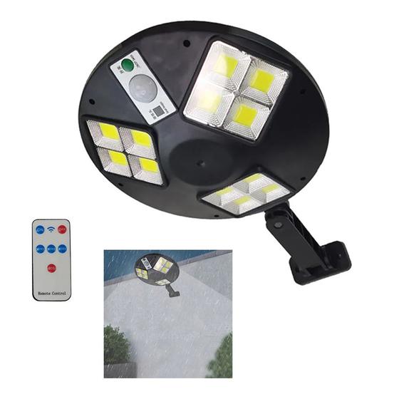 Imagem de Luminaria Solar LED Sensor de Presença Movimento Controle Casa Rua Jardim Quintal Empresa Iluminaçao Automatico Resistente Segurança