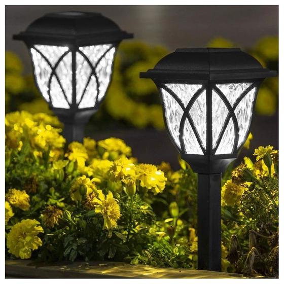 Imagem de Luminária Solar Luz De Led Branco Para Jardim