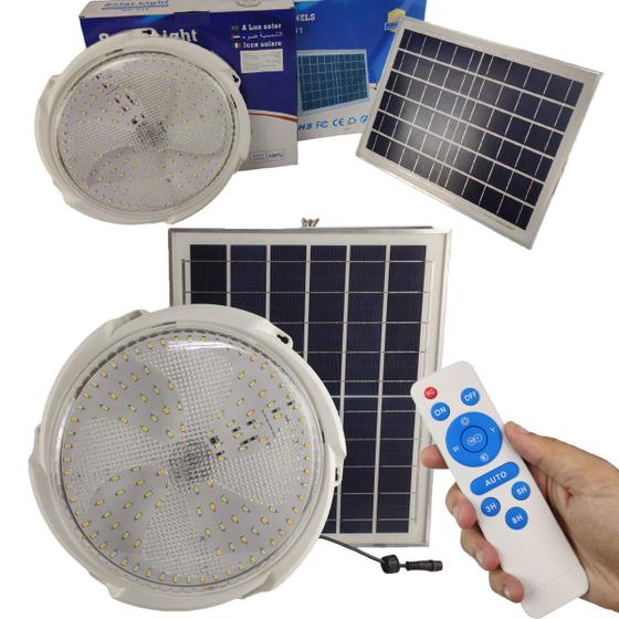 Imagem de Luminaria Solar Sobrepor 200W Spot 3 Cores Controle Luz Led Ajustavel Iluminaçao Casa Sala Varanda Garagem Teto Placa Fotovoltaica