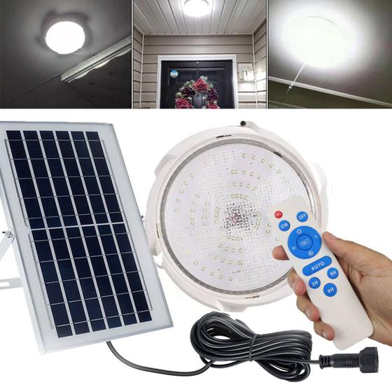 Imagem de Luminaria Solar Spot Sobrepor 100W 3 Cores Led Controle Iluminaçao Sala Varanda Garagem Casa Comercio Placa Fotovoltaica