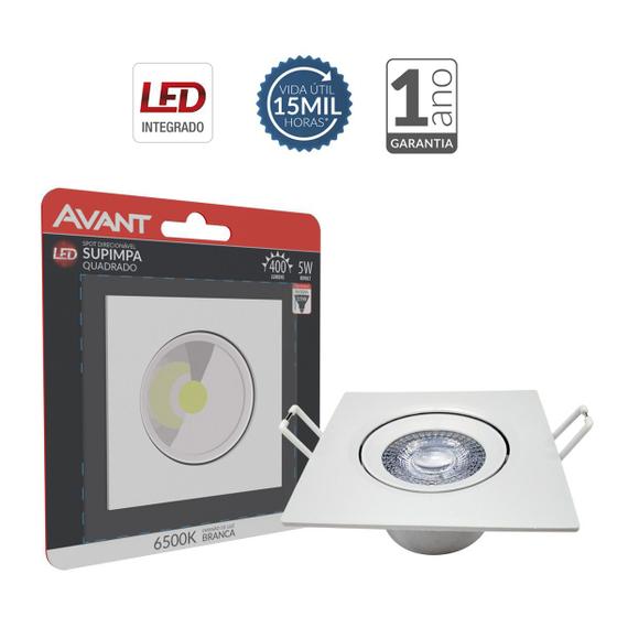 Luminária Spot LED Embutir Supimpa Quadrado Branco 5W 6500K Bivolt