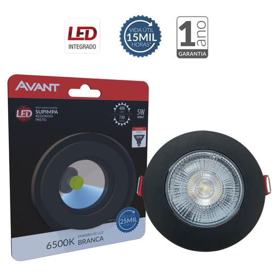 Luminária Spot LED Embutir Supimpa Redondo Preto Fosco 5W 6500K Bivolt