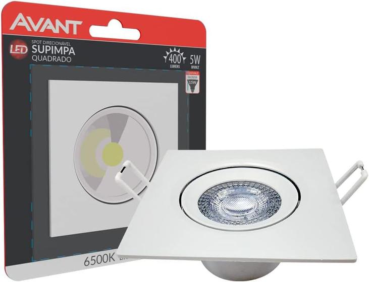 Imagem de Luminária spot led supimpa quadrado 5w 6500k luz branca bivolt - avant