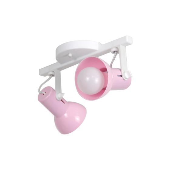 Imagem de Luminaria Spot Trilho Kids Quarto Infantil Rosa 2 Lampadas