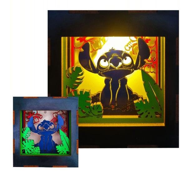 Imagem de Luminaria Stitch, Lilo e Stitch, Quadro 3D Stitch, Abajur