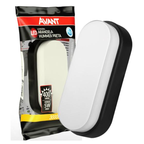 Luminária Tartaruga Led 5w Avant Base Preta 3000k Ip65 Luminária