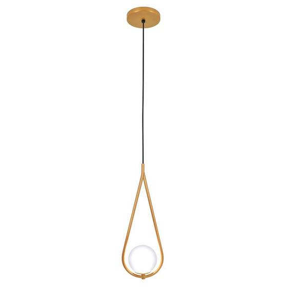 Imagem de Luminária Teto Pendente Gota Globo Vidro Cama Quarto Dourado