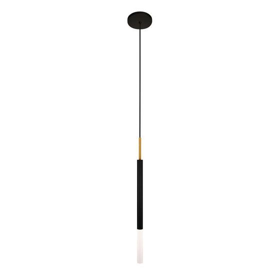 Imagem de Luminária Teto Pendente Tubo Difusor Quarto Preto Dourado