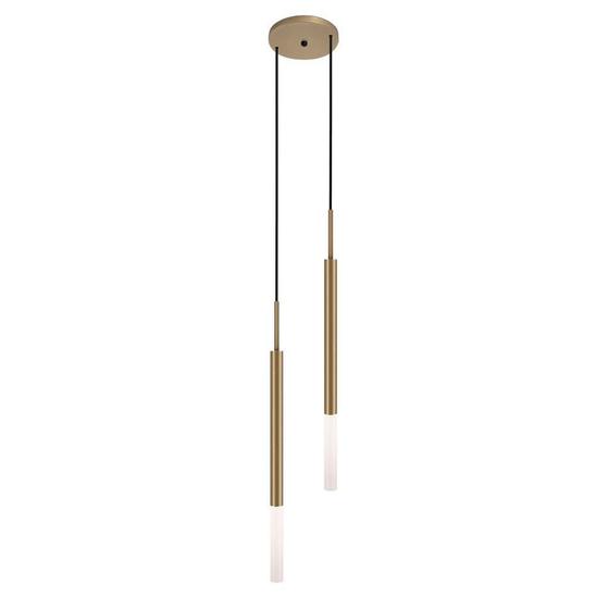 Imagem de Luminária Teto Pendente Tubo Duplo Difusor Cama Sala Bronze