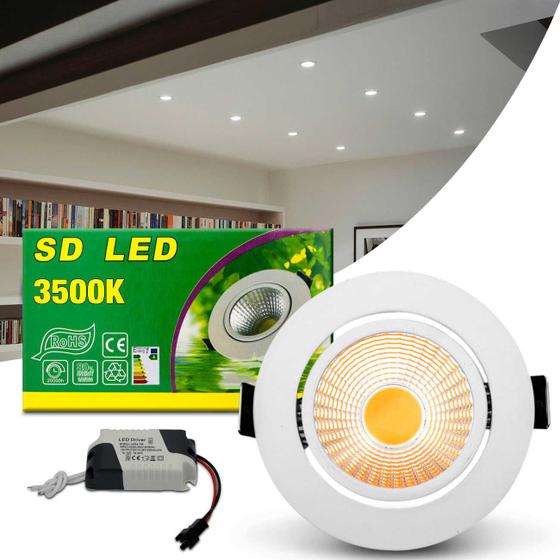 Luminária Teto Spot LED COB 3W Redonda Direcionável Amarelo Bivolt