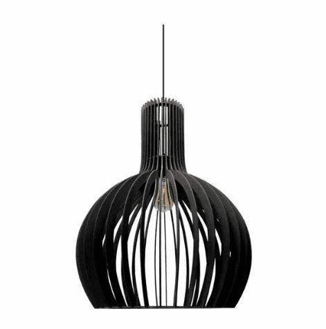 Imagem de Luminária Teto tipo Pendente em MDF - Completa - Cor: Preta